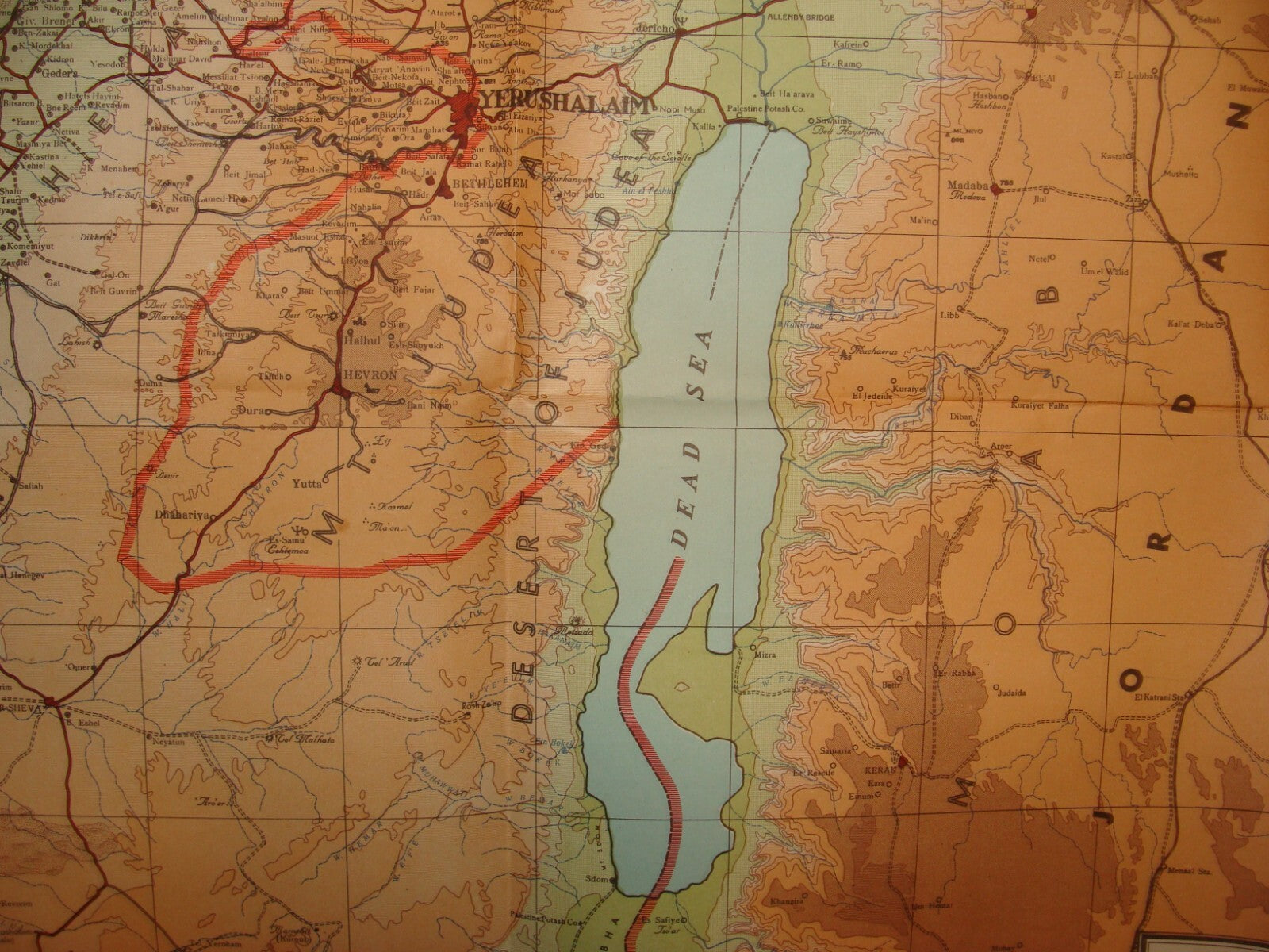 Map Jewish RARE 1952 ISRAEL An Up To Date of The Holy Land Hebrew LARGE SIZE
