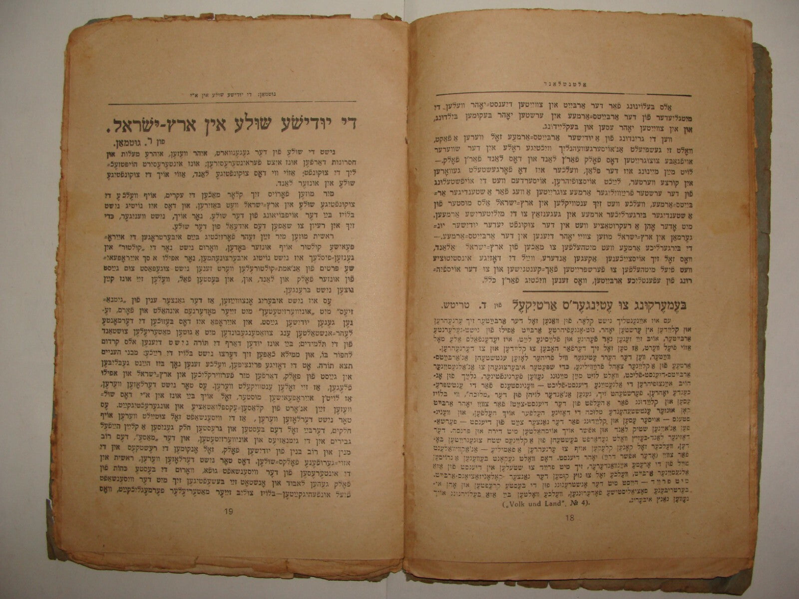 RARE Jewish Judaica ALTNEULAND Yiddish Poland Warsaw Monthly 1919 Zionist PHOTOS