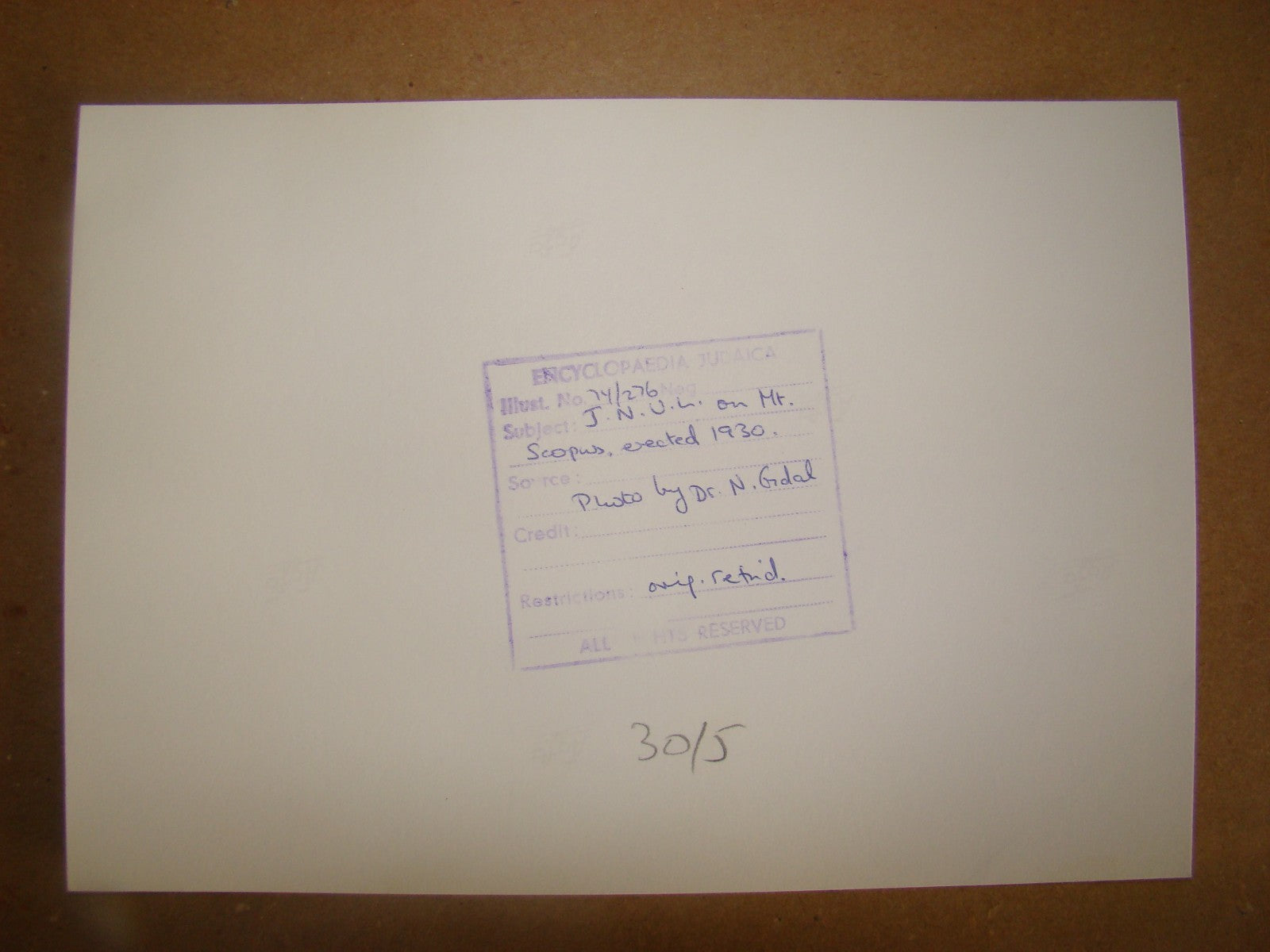 Photo Print Palestine Judaica Jewish Tim Gidal Hebrew University Jerusalem 1930