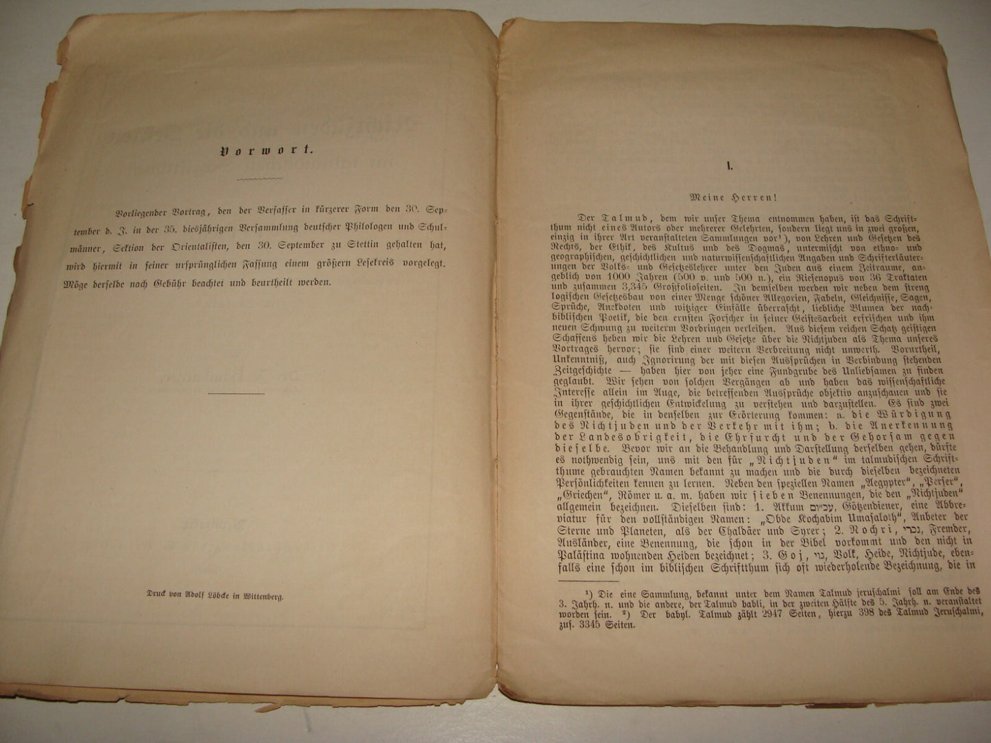 Germany Booklet Jewish Judaica 1880 German Talmud Bible Biblical Rabbi Hamburger