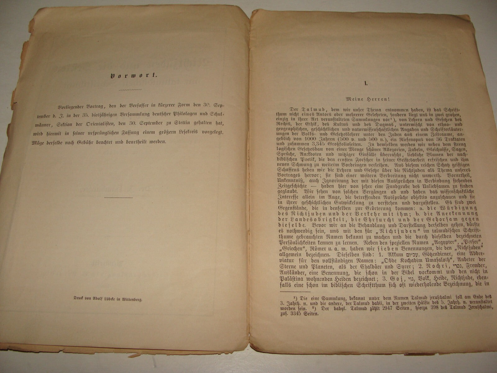 Germany Booklet Jewish Judaica 1880 German Talmud Bible Biblical Rabbi Hamburger