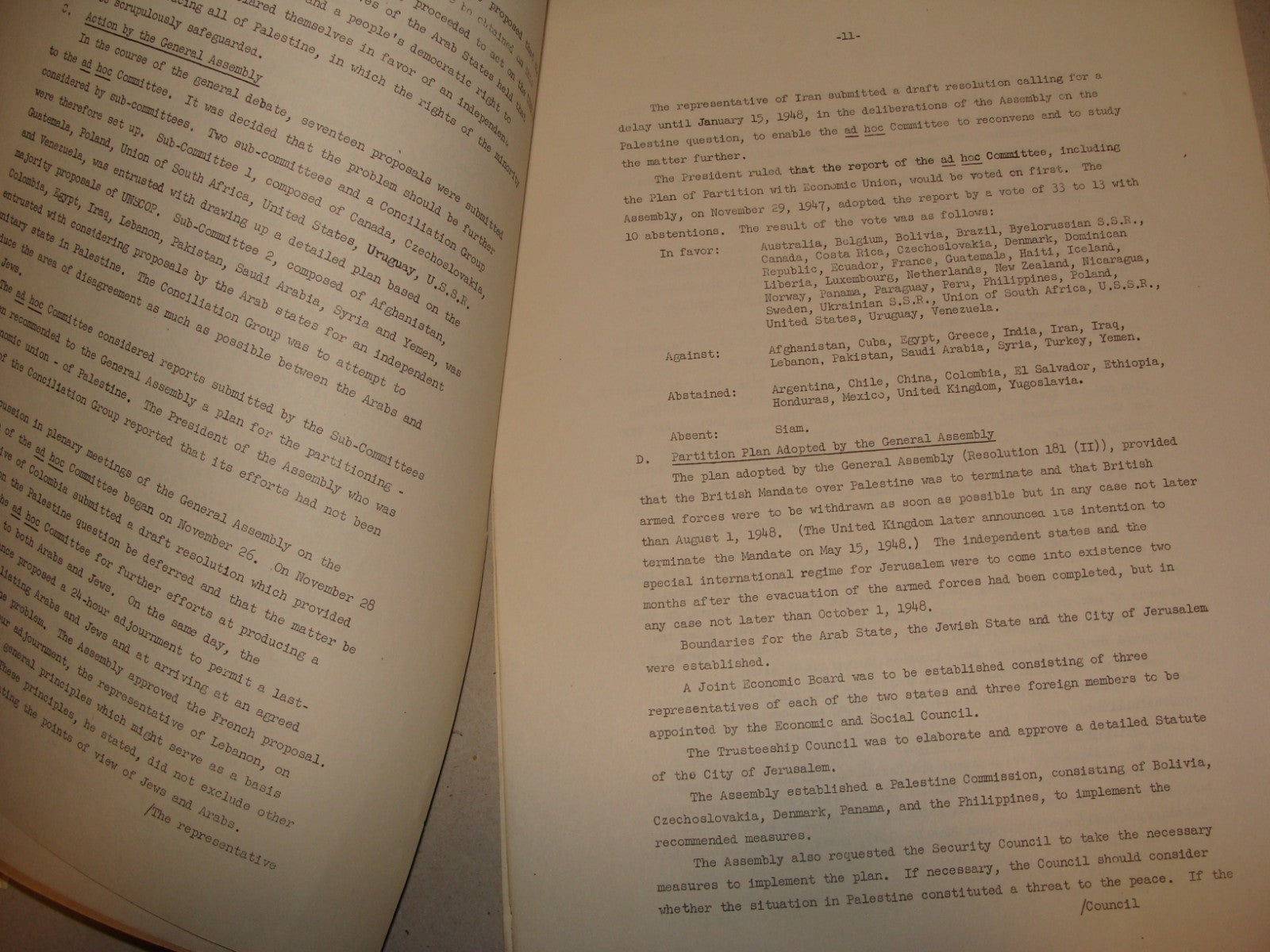 Report Palestine 1949 United Nations General Assembly Israel Jewish Arab War