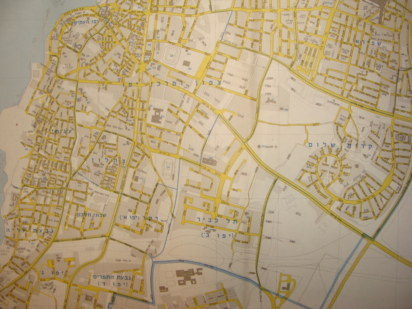 Map Israel TEL AVIV JAFFA Ramat Gan Large 1980