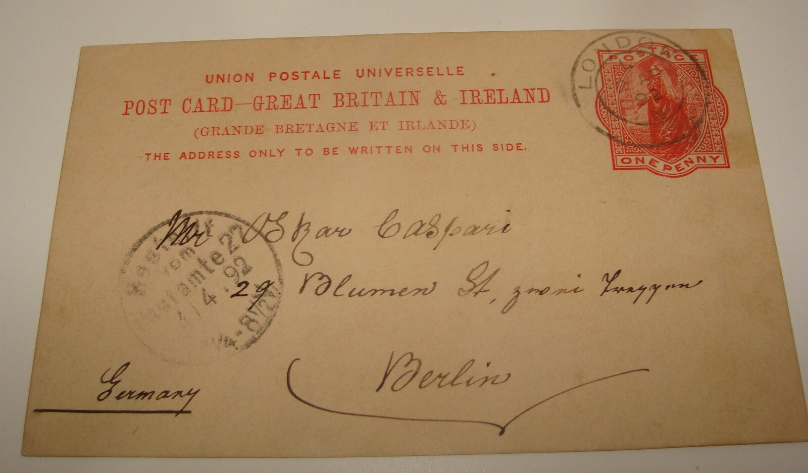 Germany 1892 Britain England London Letter Stamp Postcard To
