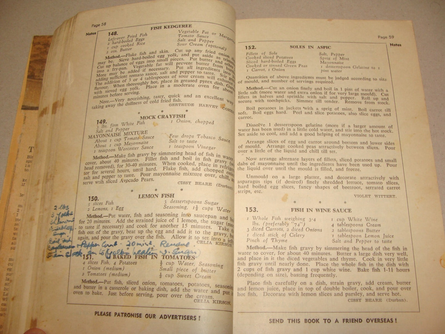 Book Jewish Judaica 1950s Recipe Johannesburg South Africa Women Zionist League