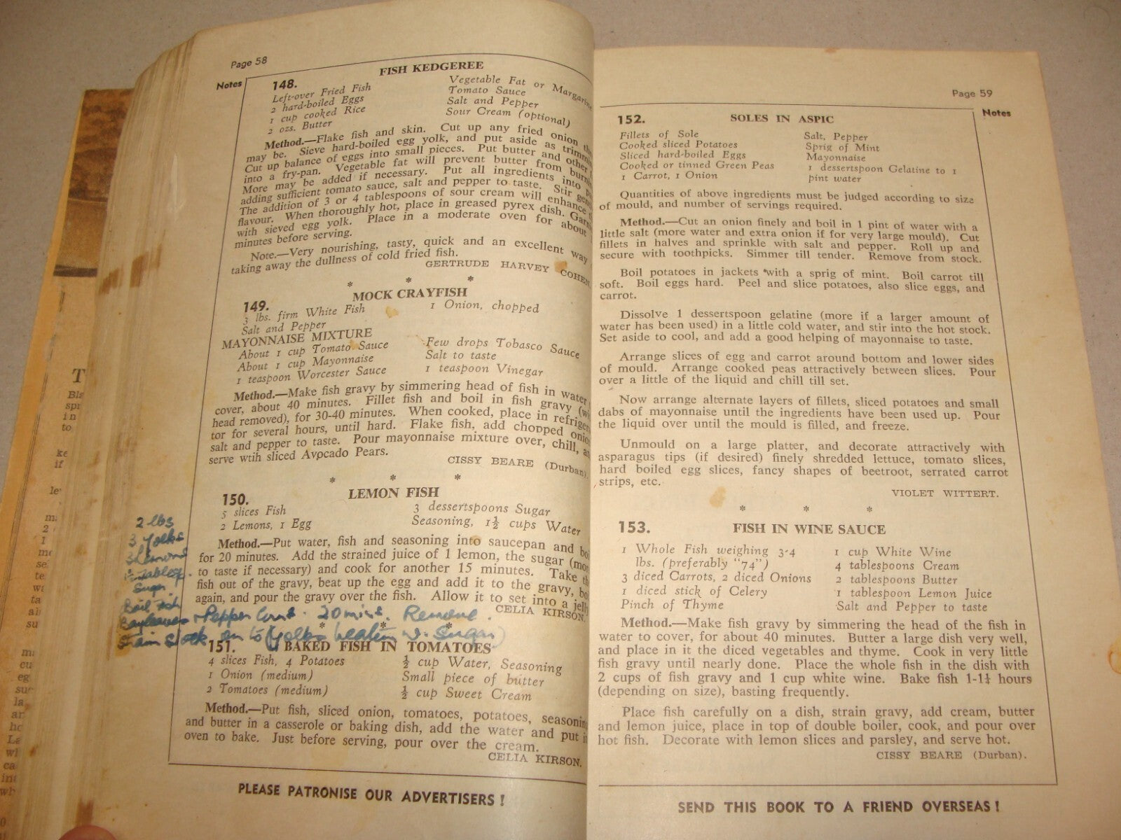 Book Jewish Judaica 1950s Recipe Johannesburg South Africa Women Zionist League