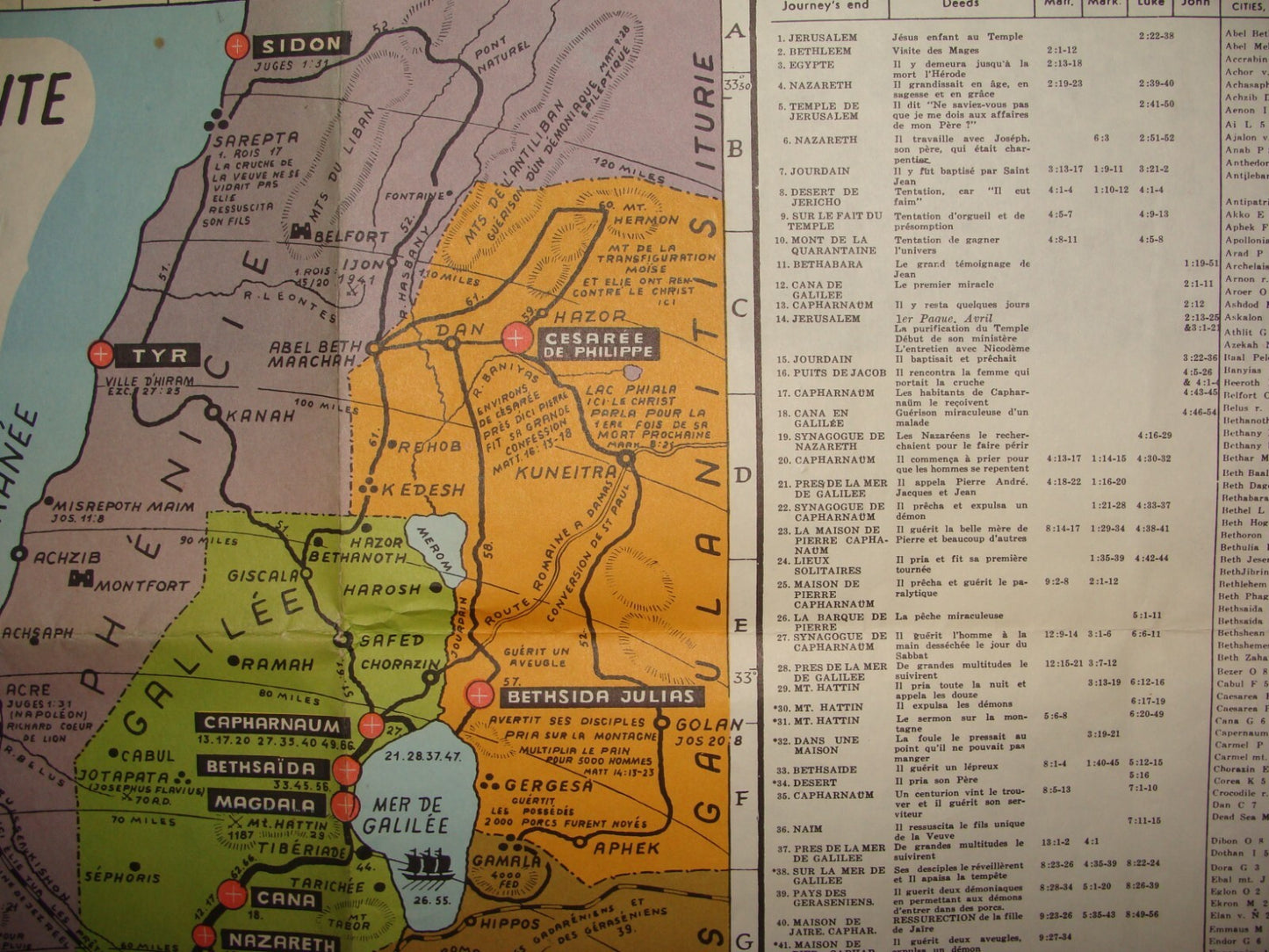 Map Palestine 1942 Israel Holy Land Pilgrim Jesus Christ Journey Bible Biblical