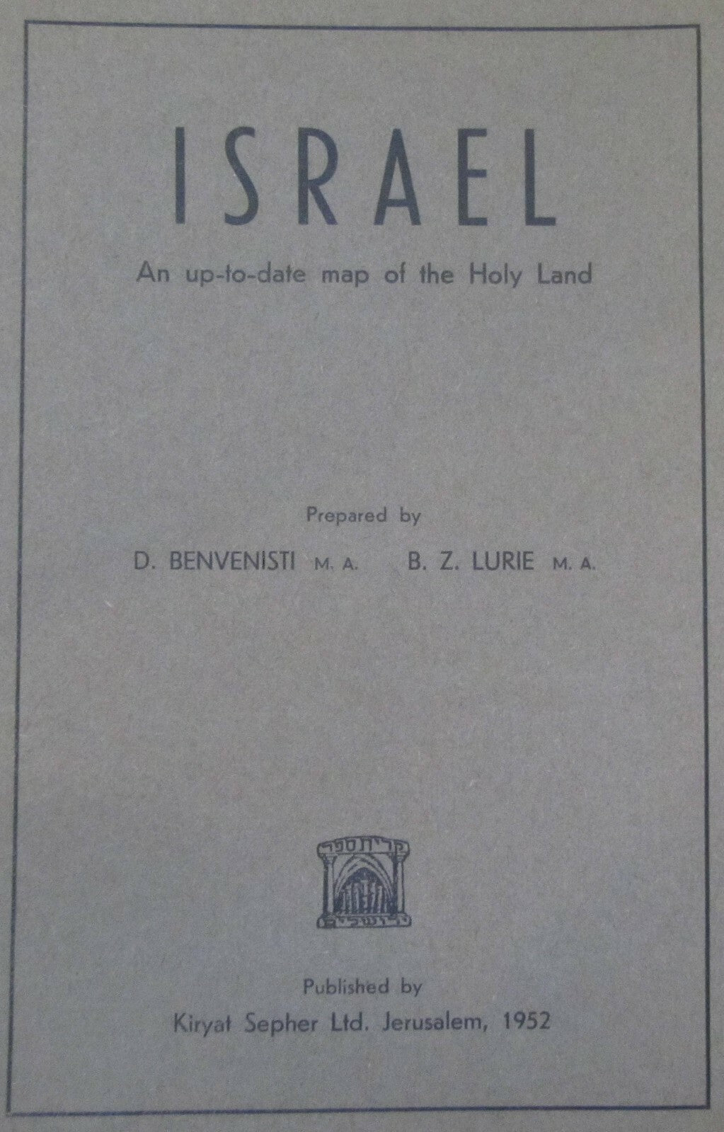 Map Jewish RARE 1952 ISRAEL An Up To Date of The Holy Land Hebrew Settlements