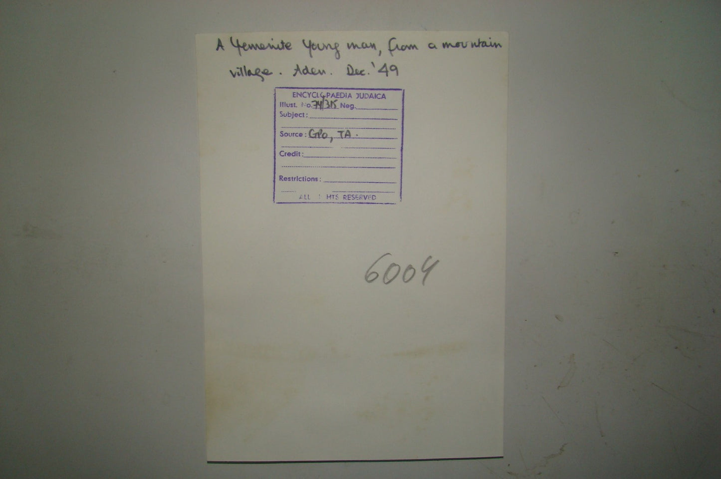 $ Photo Jewish Ad Israel Yemenite Immigrants Habbani Aden Yuleita Jews Keren