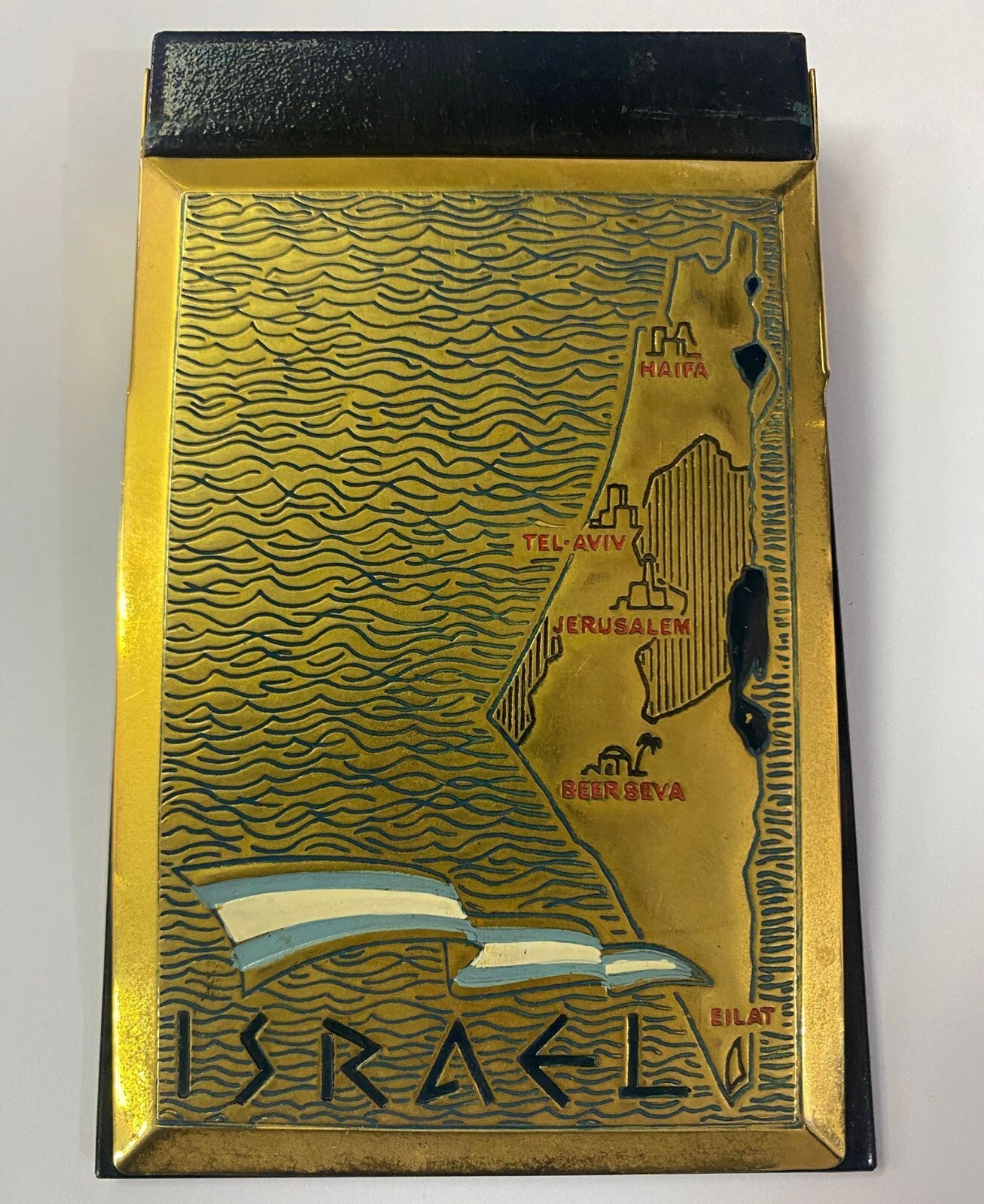 Map Jewish Judaica PRE 1967 Israel Israeli Notebook Cover Art Gilt Vintage