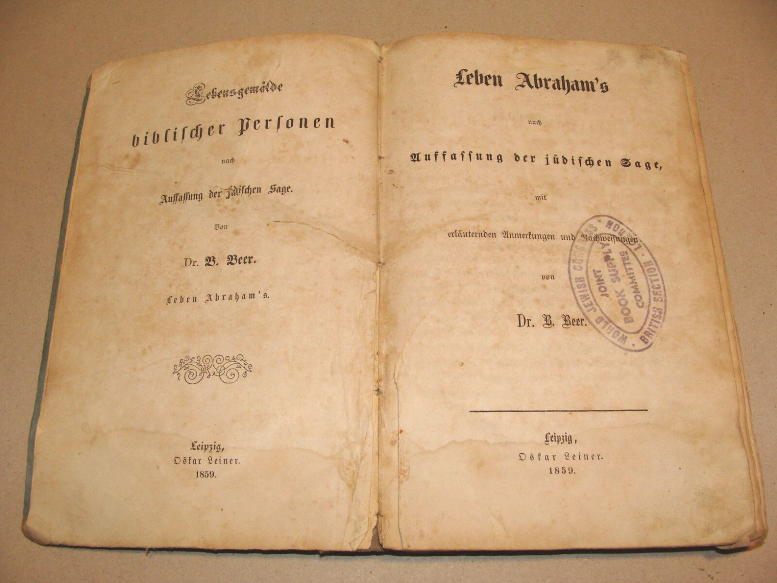 Germany Book Jewish Judaica 1859 German Leipzig Bible Biblical Abraham History