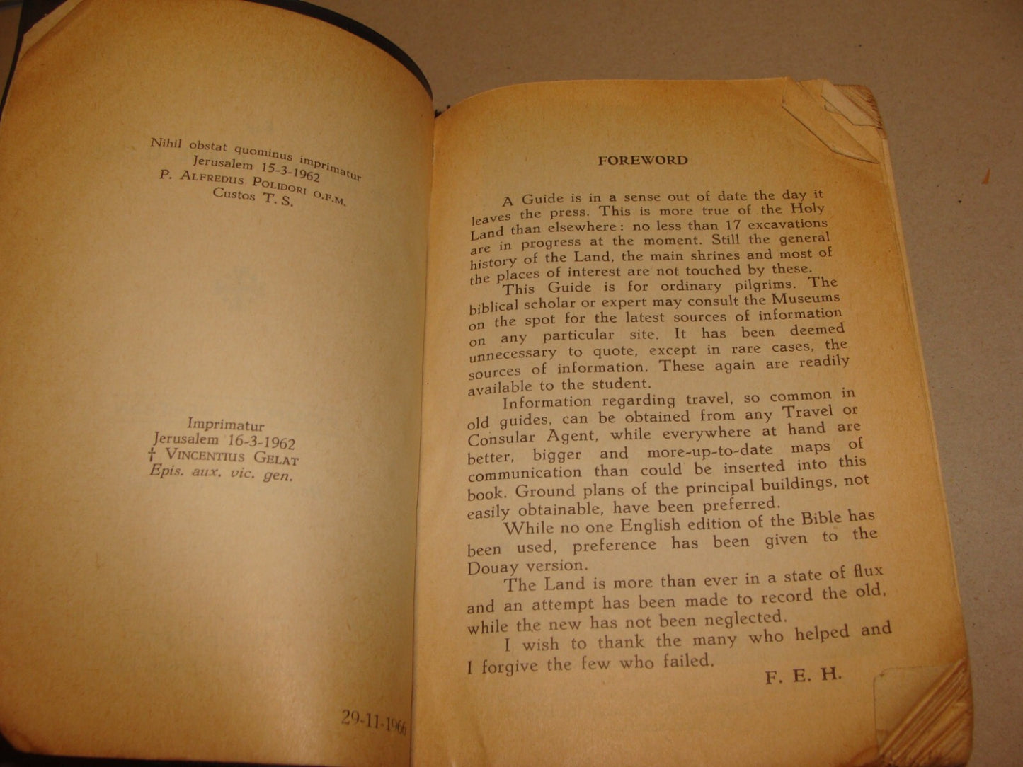 1961 Guide to the Holy Land Book Jerusalem Israel Map