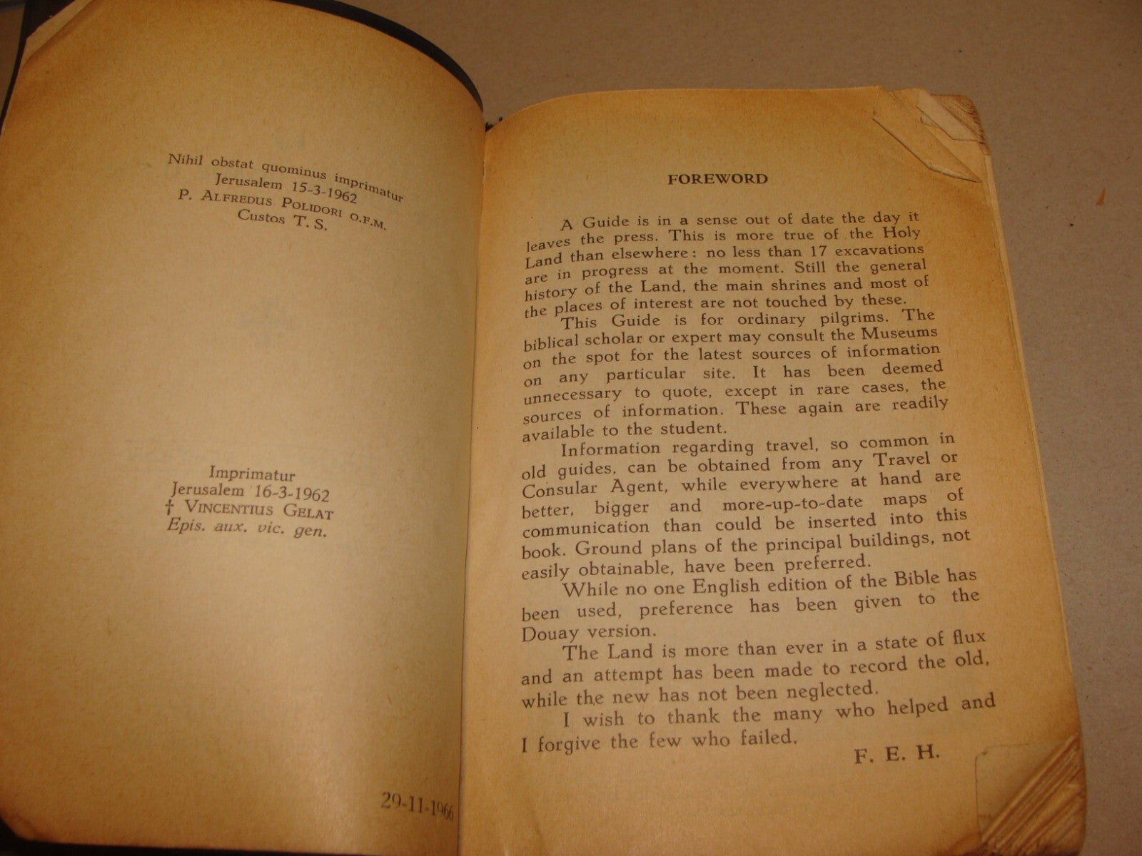 1961 Guide to the Holy Land Book Jerusalem Israel Map