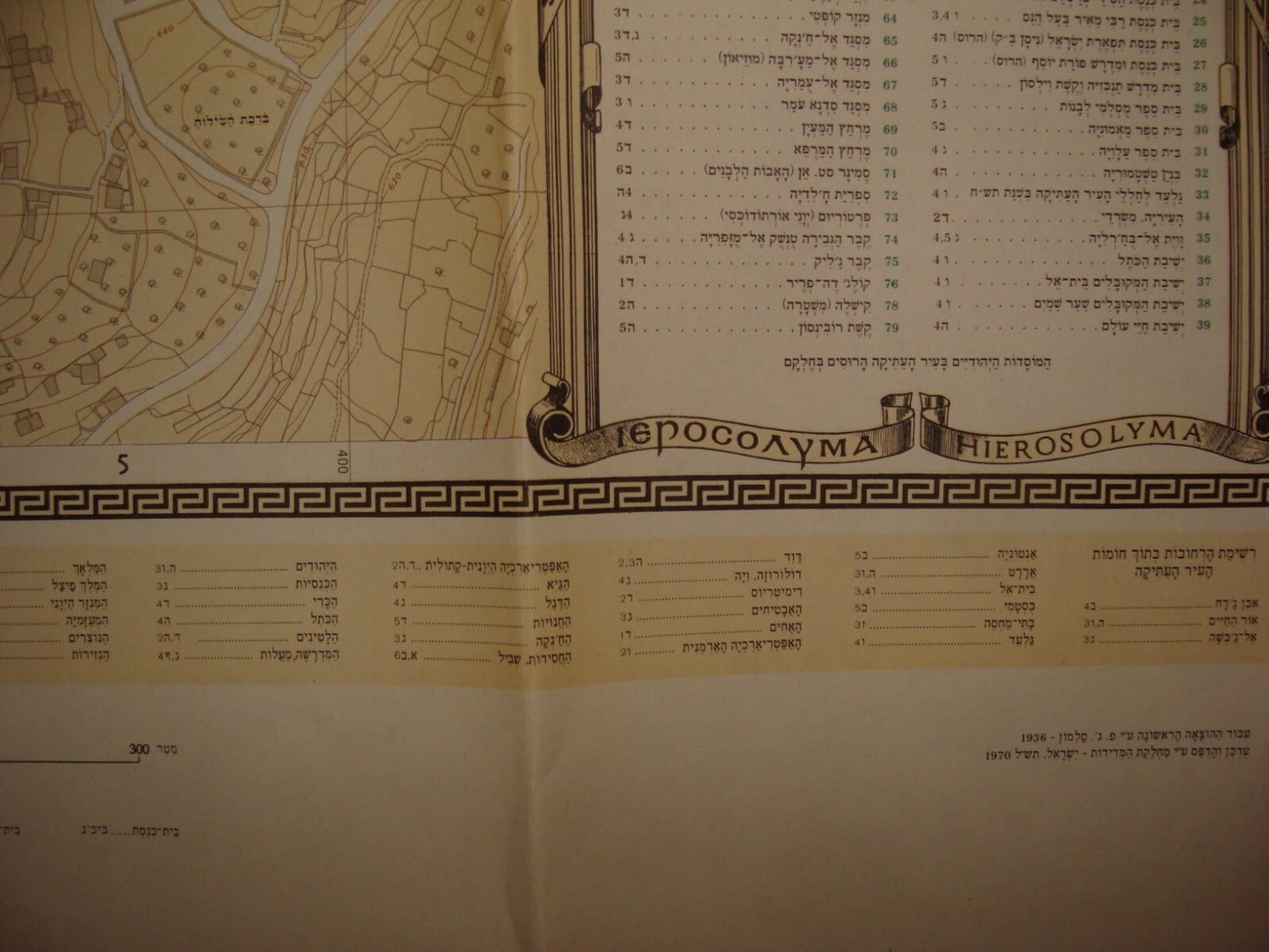 Jewish Judaica 1970 Israel JERUSALEM Old City Map F. J. Salmon