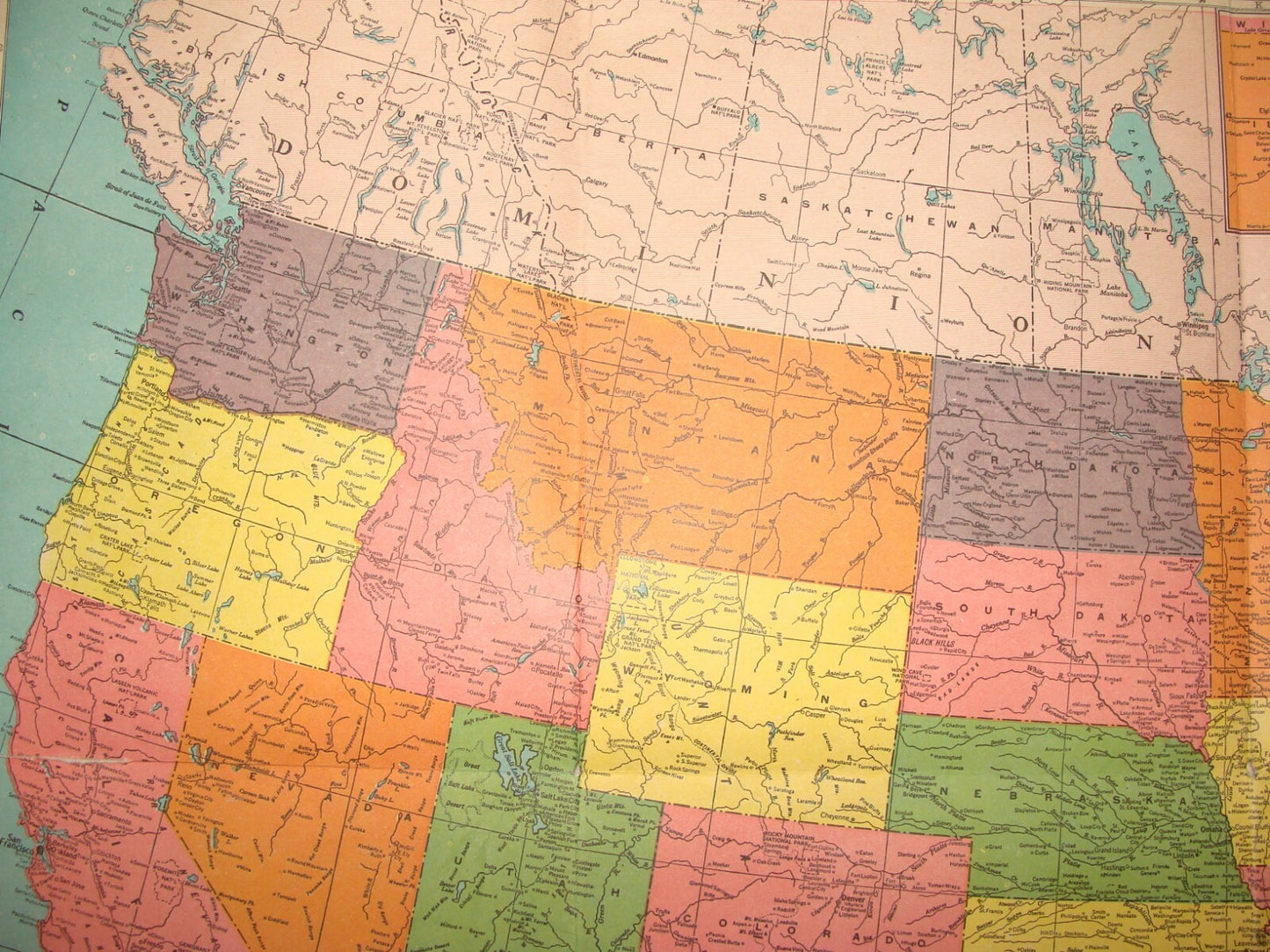 RARE Hammond's Map Of The United States C.S. HAMMOND 1920s