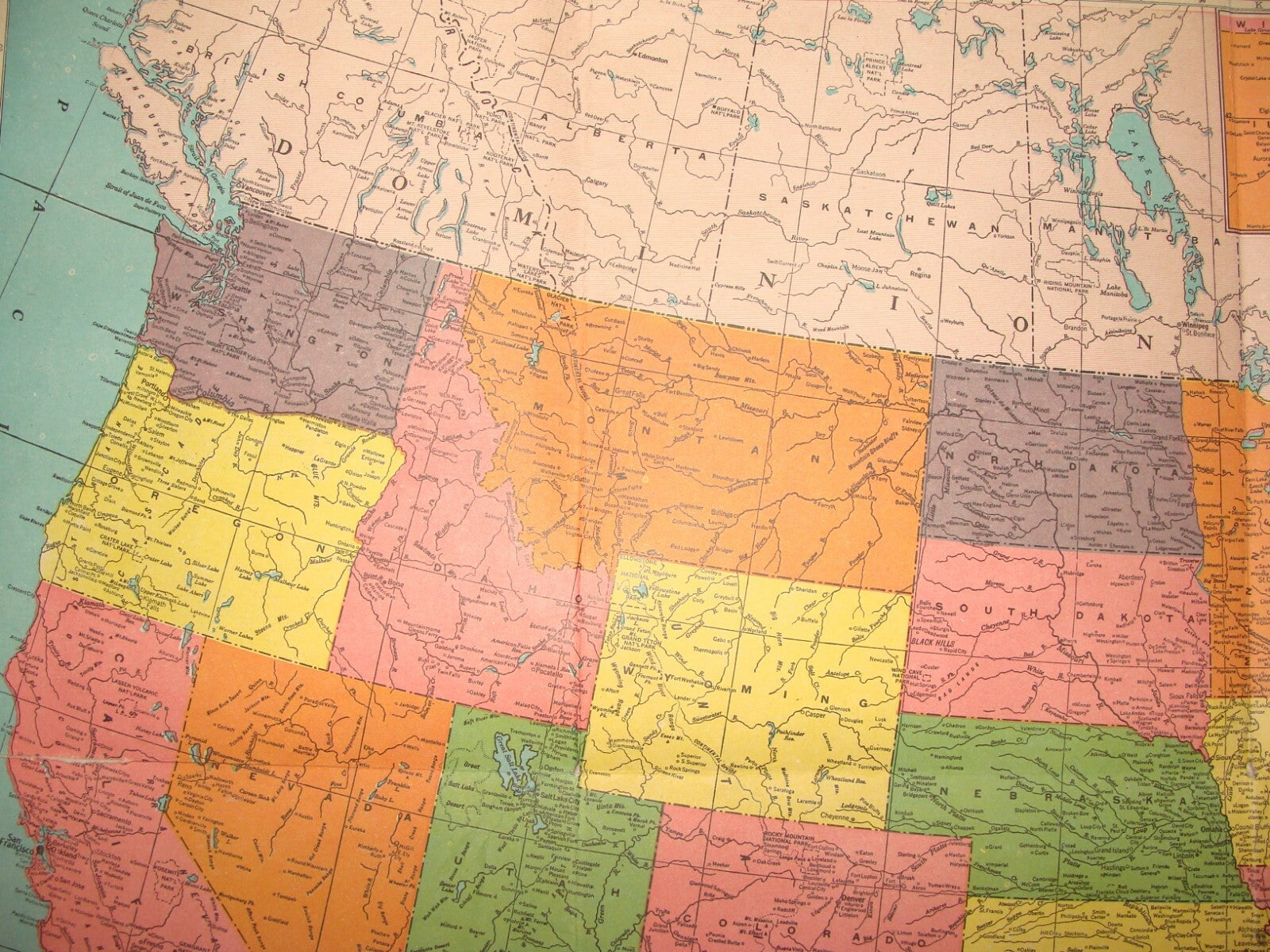 RARE Hammond's Map Of The United States C.S. HAMMOND 1920s