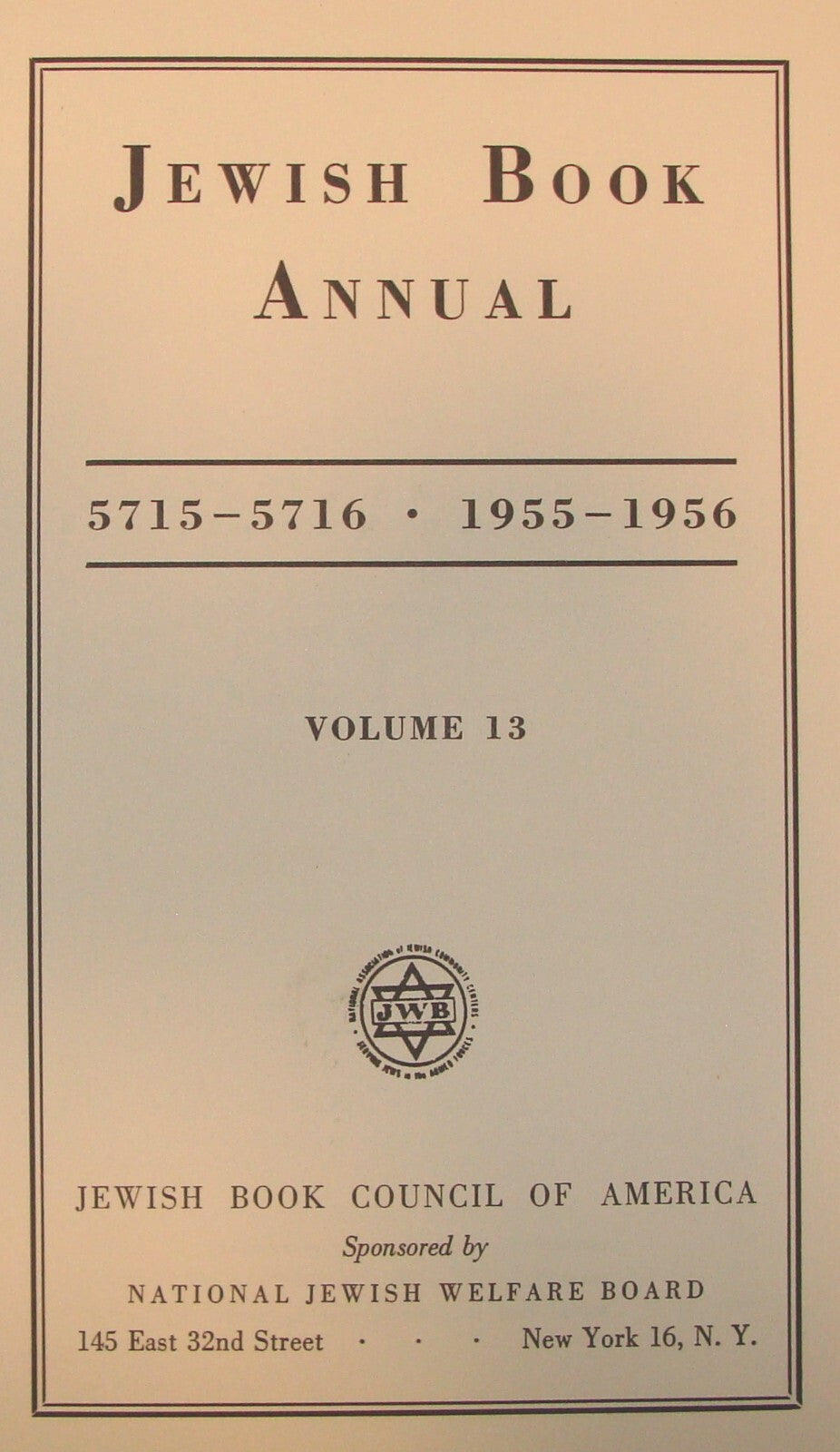 $ Book Jewish American Judaica 1955 ANNUAL United States English Yiddish