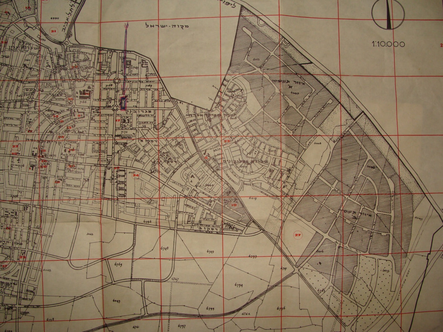 Map Jewish Judaica 1960s Israel Israeli City of HOLON Hebrew