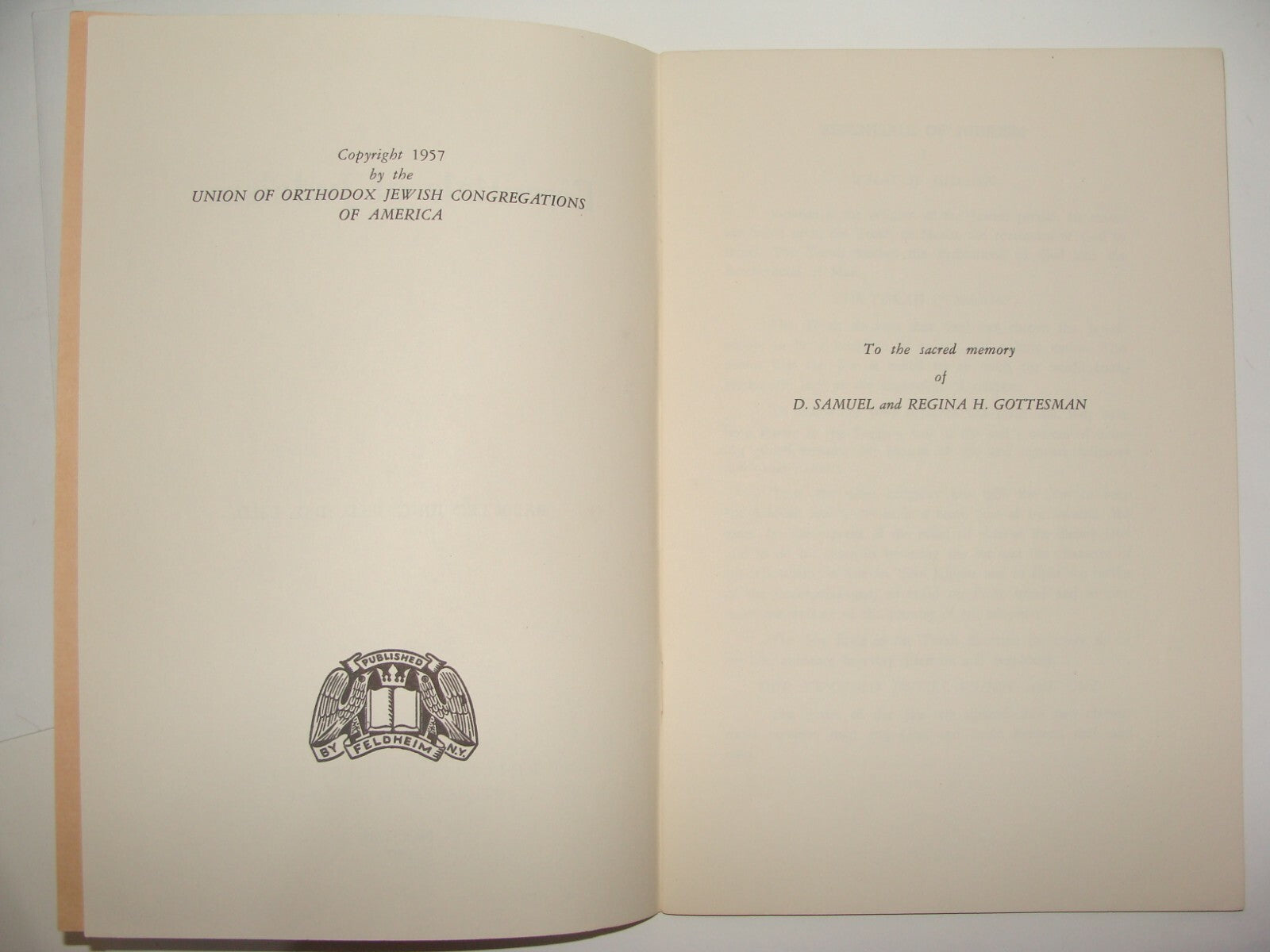 Booklet Jewish Judaica 1957 Rabbi Leo Jung Essentials of Judaism New York USA