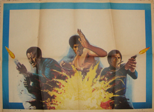 POSTER Israel RARE ORIGINAL 1970s THREE THE HARD WAY MOVIE BLAXPLOITATION
