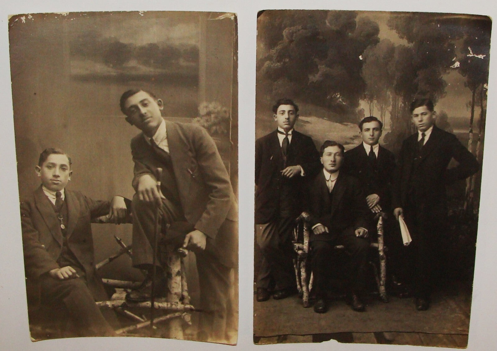 Photo Jewish Card Judaica 192? Poland Lomza Stamp Postcard x2 Jews