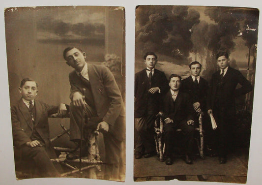 Photo Jewish Card Judaica 192? Poland Lomza Stamp Postcard x2 Jews