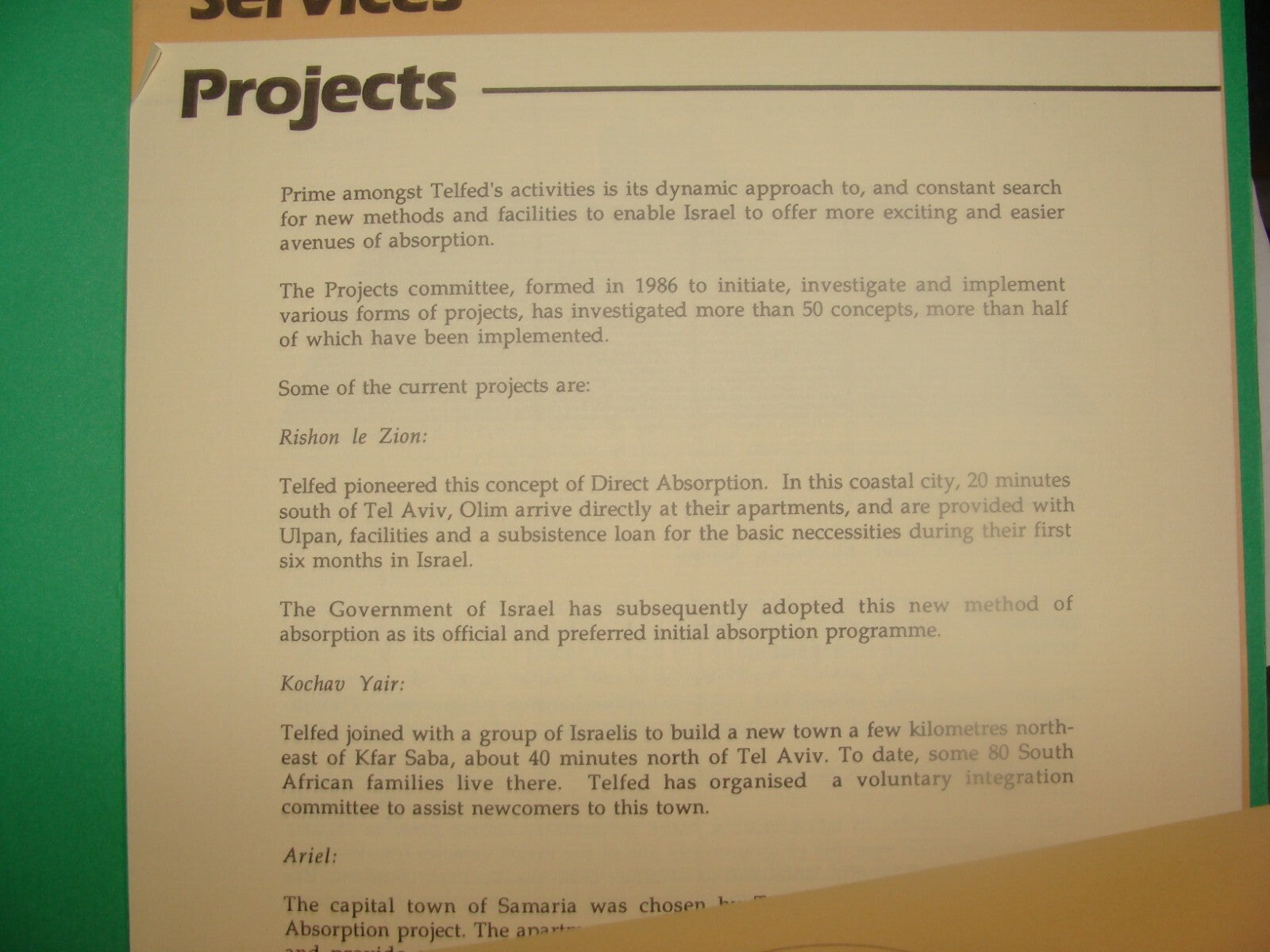 Jewish Judaica Israel South African Zionist Federation Folder TELFED Jews Aliyah