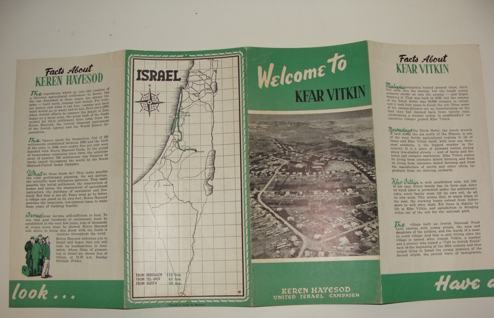 $ Keren Hayesod Jewish Judaica 1950s Israel Israeli Zionist Brochure KFAR VITKIN