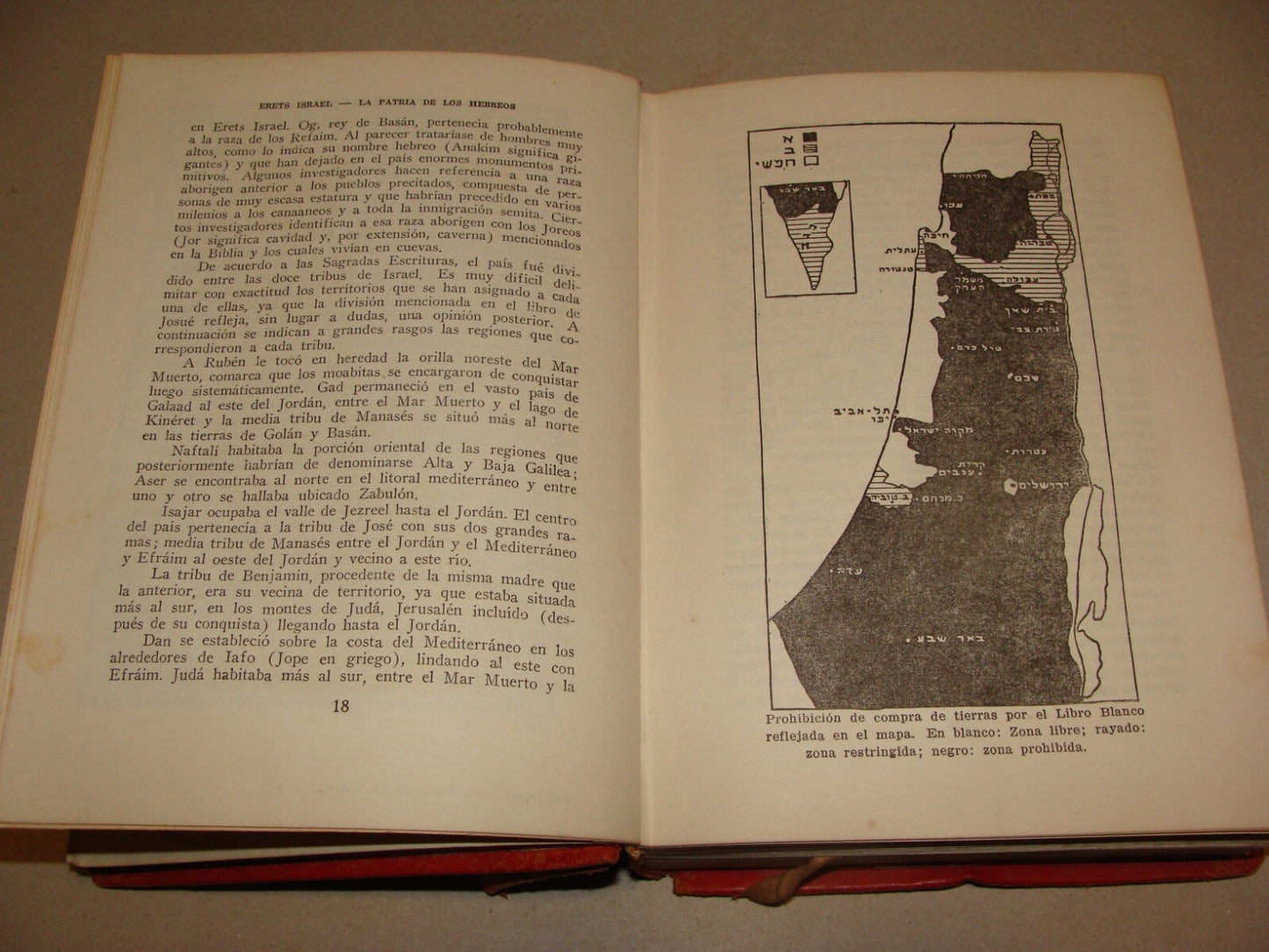 Book Jewish Judaica 1946 Spanish Palestine Israel Elencave Signed Map Photo