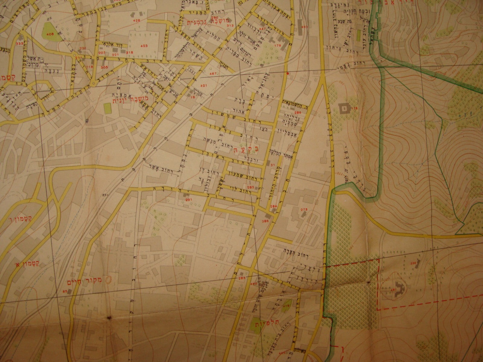 Israel 1958 JERUSALEM Map Hebrew 1:10,000 Large Size 82x107 cm