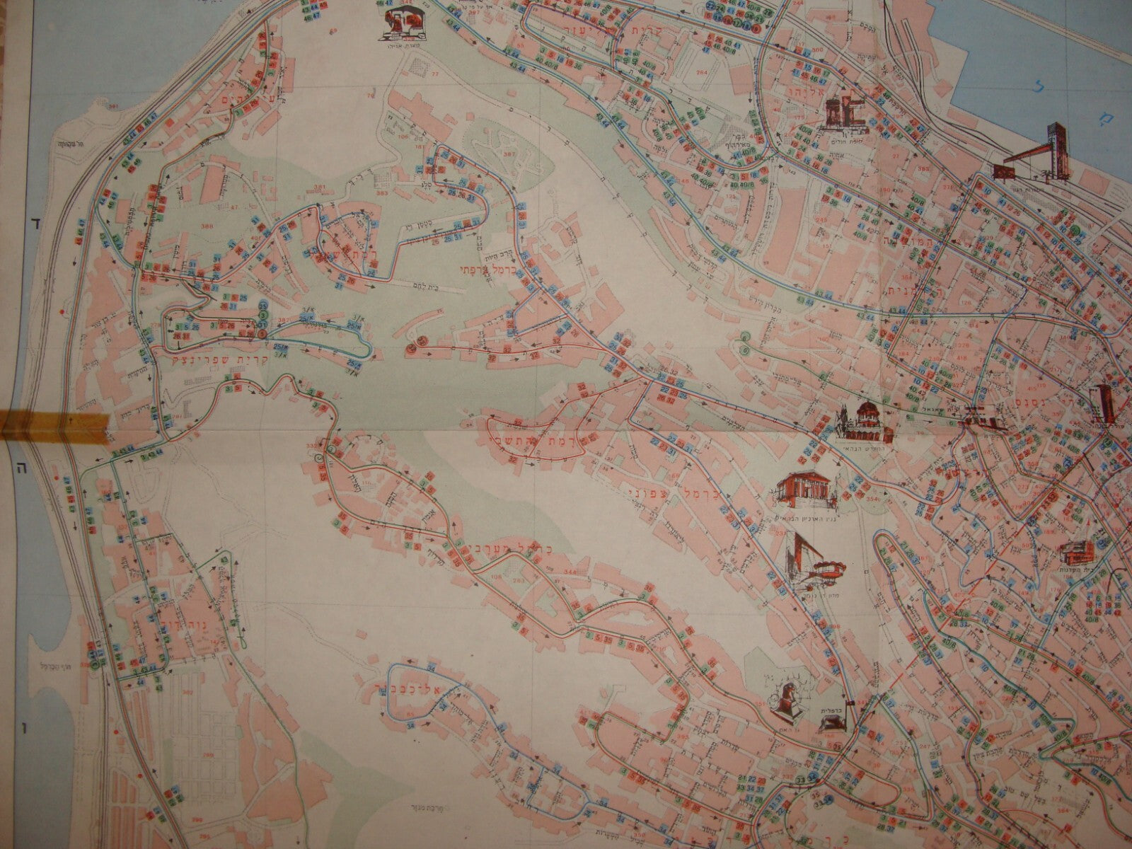 Map Jewish Judaica ISRAEL HAIFA EGGED Bus Company Transport Hebrew 1978