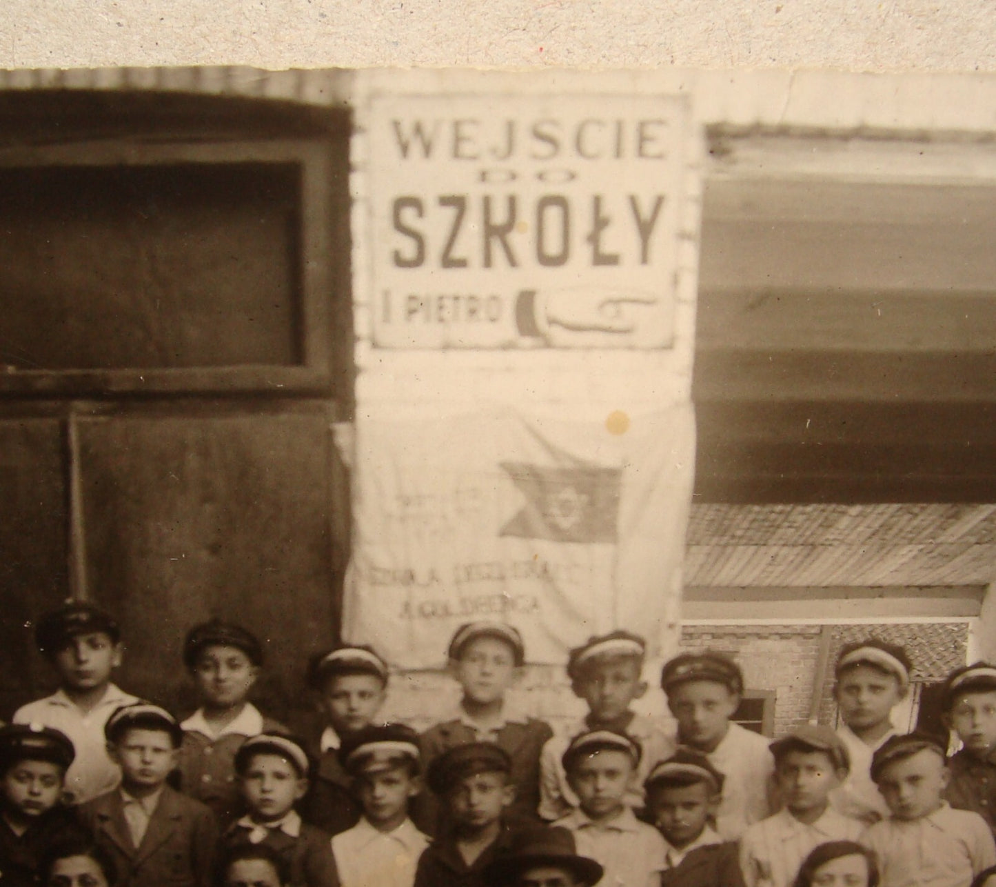 Photo Jewish RARE Zionist 1920s Poland School Hebrew Zionist Flag Children Kids