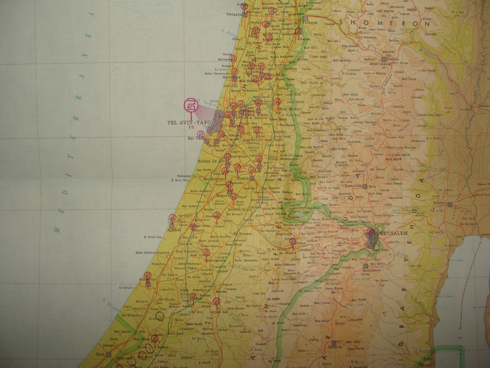 Map Israel 1966 Pre Six Day War Bank HaPoalim
