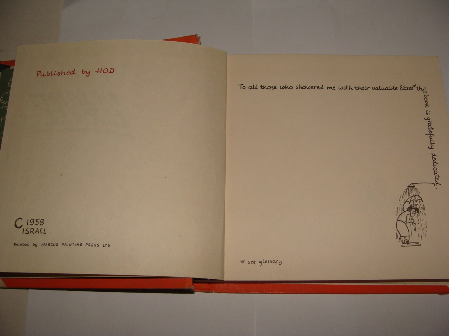 Book Jewish Judaica 1958 Israel Israeli Cartoons Caricature Culture Hebrew