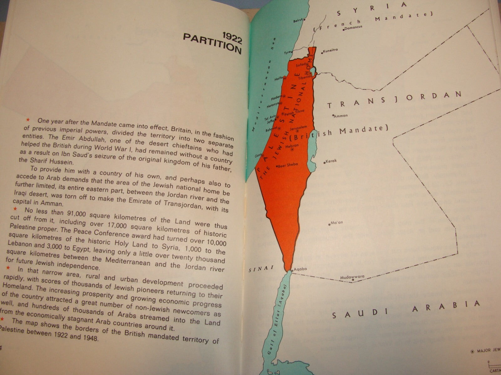Map Palestine Jewish Judaica 1971 Israel Israeli Peace Borders History Arab War