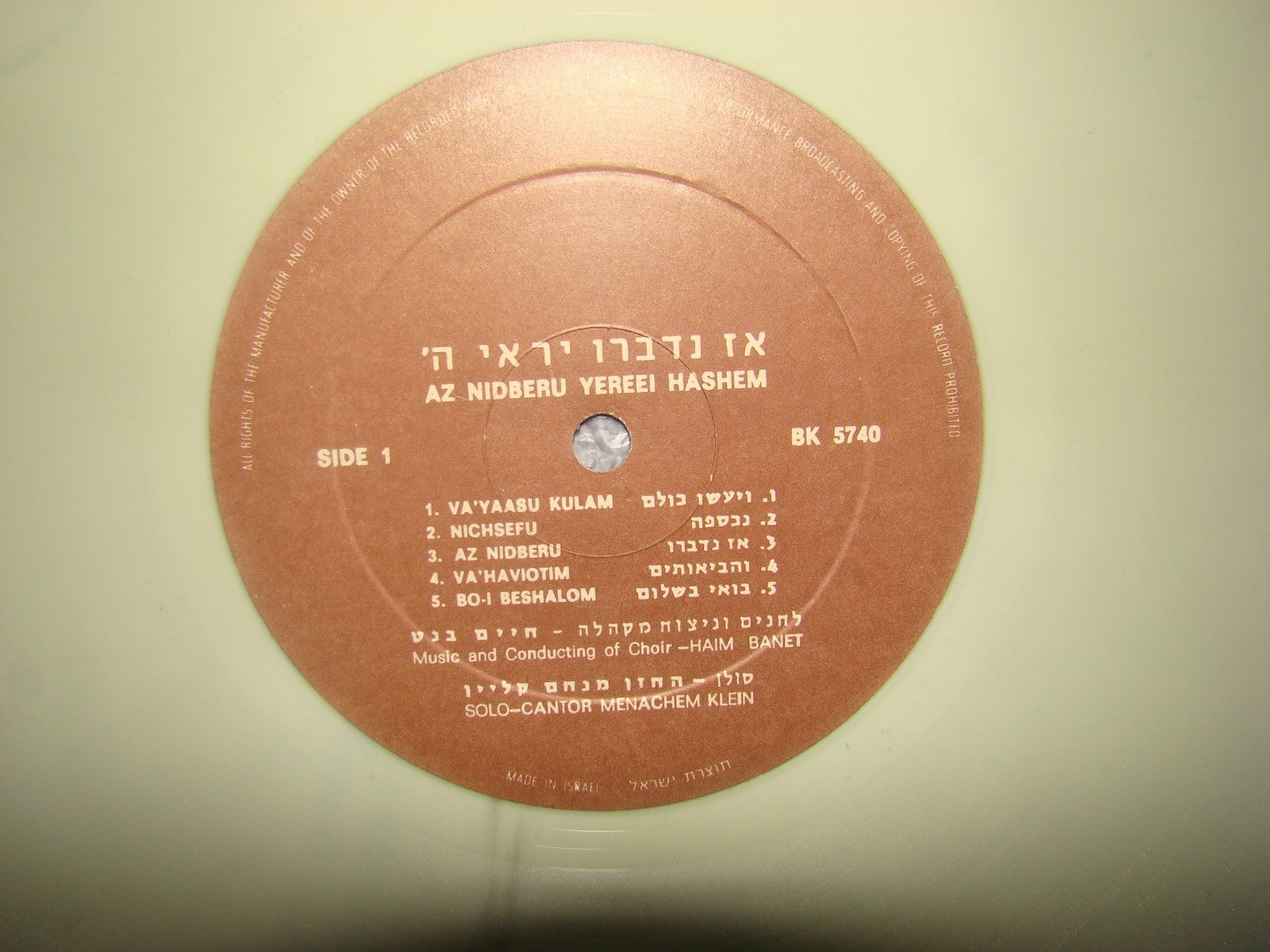 Jewish Judaica LP Agudat Israel Youth Rabbi Cantor Chassidic Music COLORED 1980