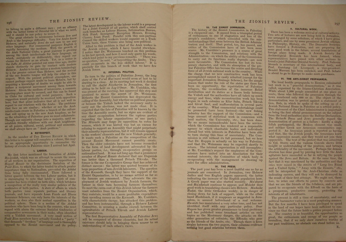 Bulletin Jewish Judaica 1920 THE ZIONIST REVIEW England Britain UK