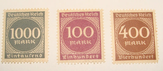 Germany 1923   Deutsches Reich Inflation Stamp Lot x3 MINT
