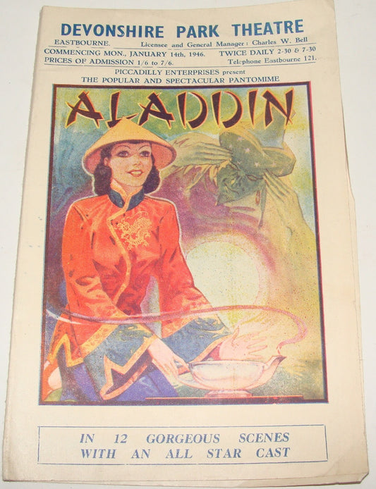 Devonshire Park Theater ALADDIN 1946 Ad Program Brochure Theatre Pantomime
