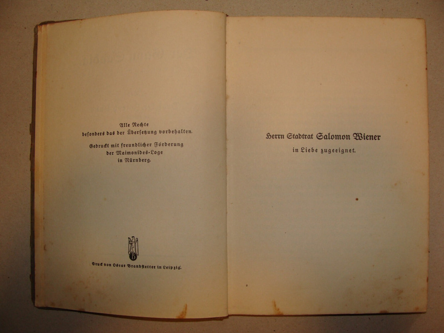 Germany Book Jewish Judaica Rabbi Saadia Gaon History Babylon Iraq Baghdad 1926