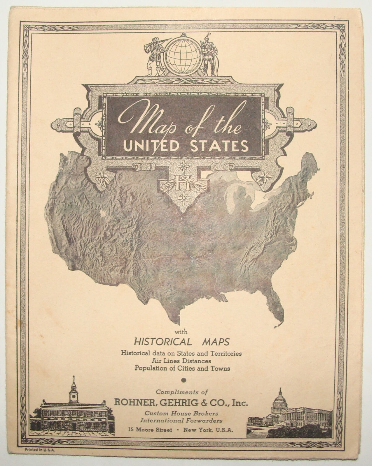 RARE Hammond's Map Of The United States C.S. HAMMOND 1920s