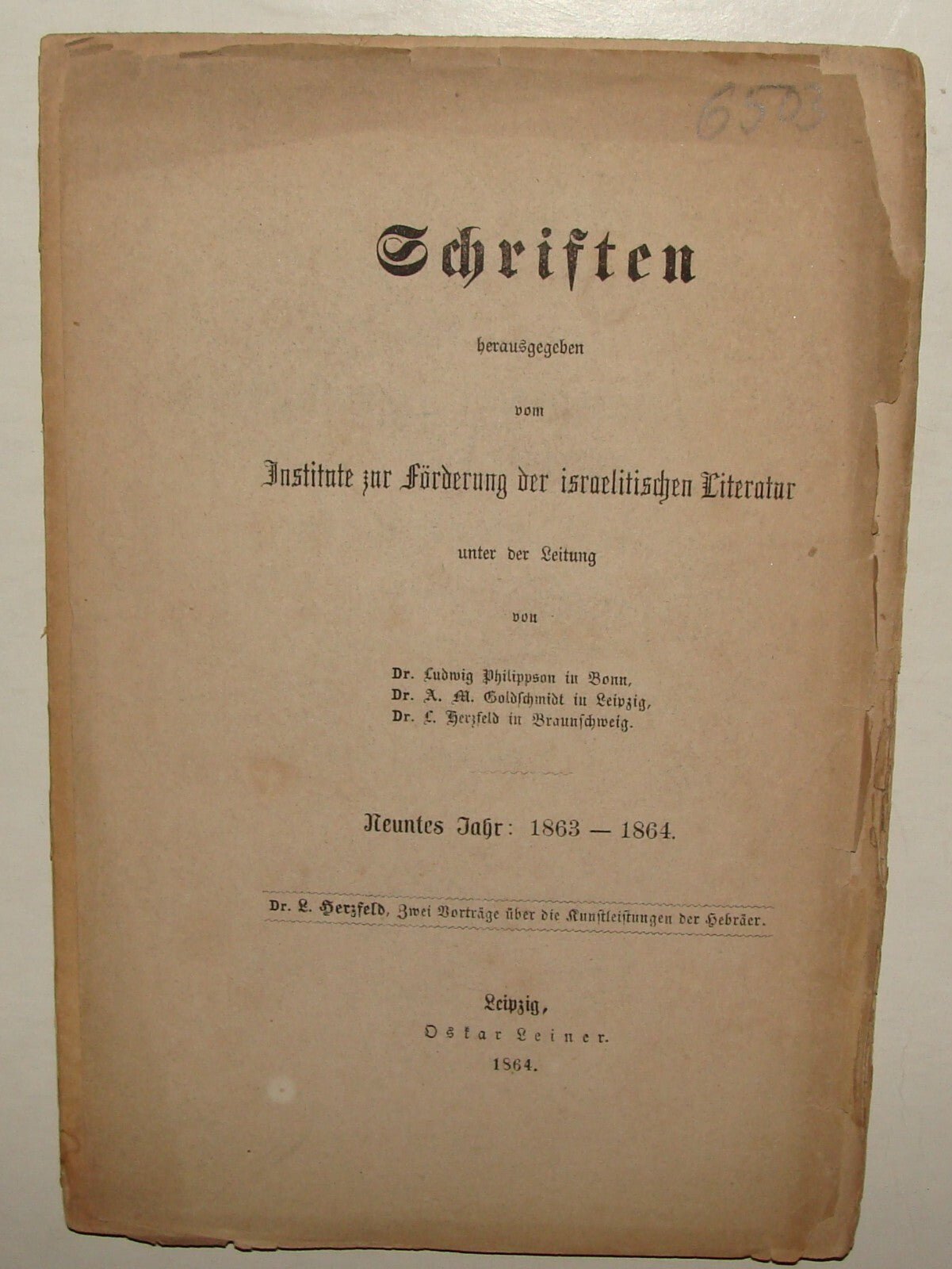 Germany Booklet Jewish Book Judaica 1864 German History Culture Jews Literature