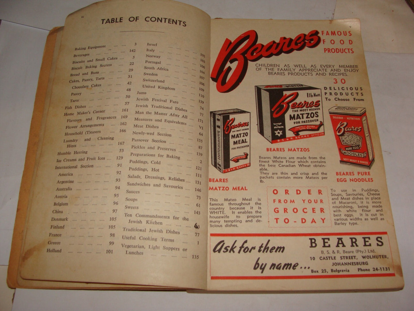 Book Jewish Judaica 1954 International Goodwill Recipe South Africa Zionist