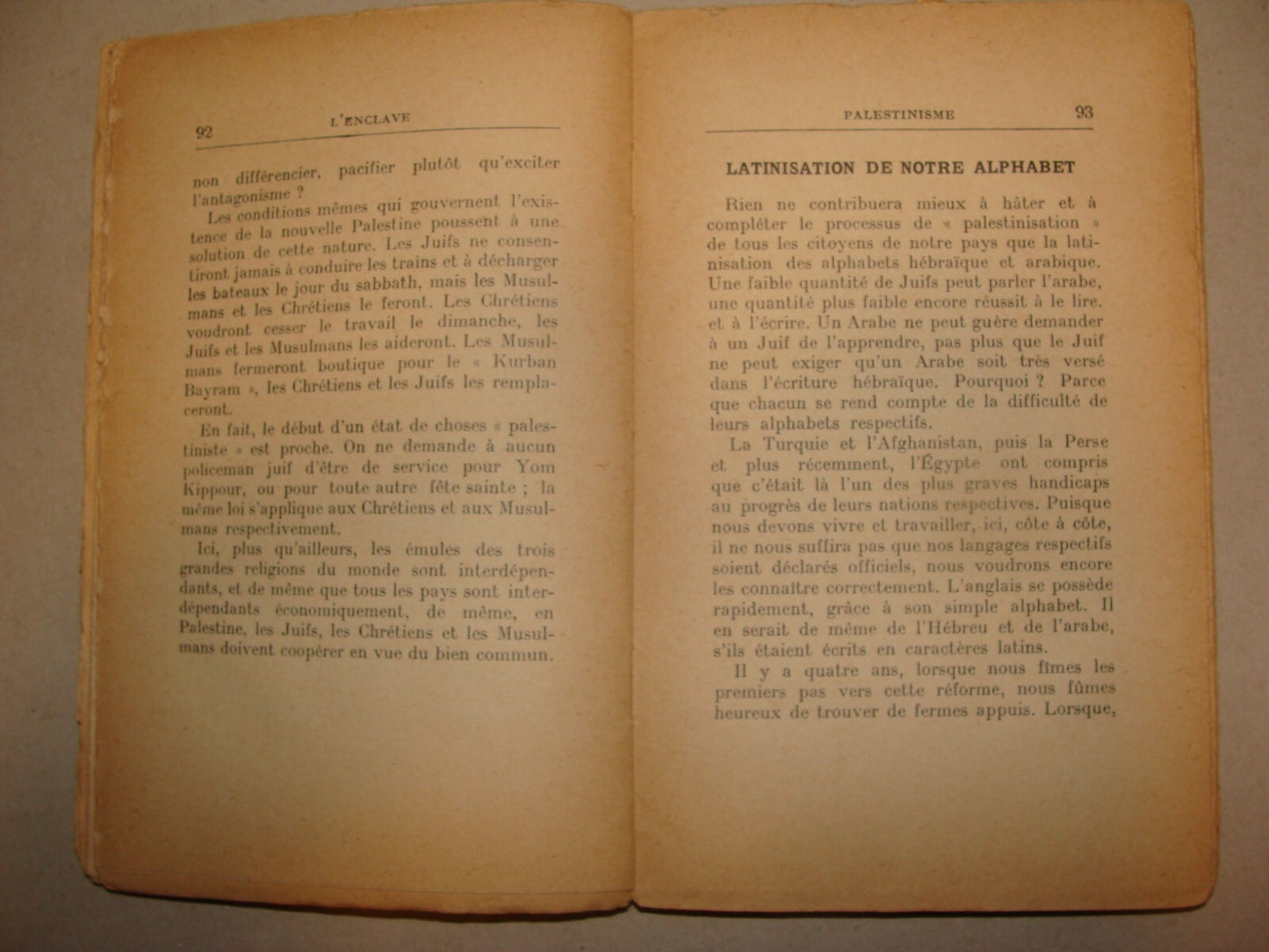 Book Jewish 1931 ITAMAR BEN AVI L'ENCLAVE French 1st Edition Zionist Palestine