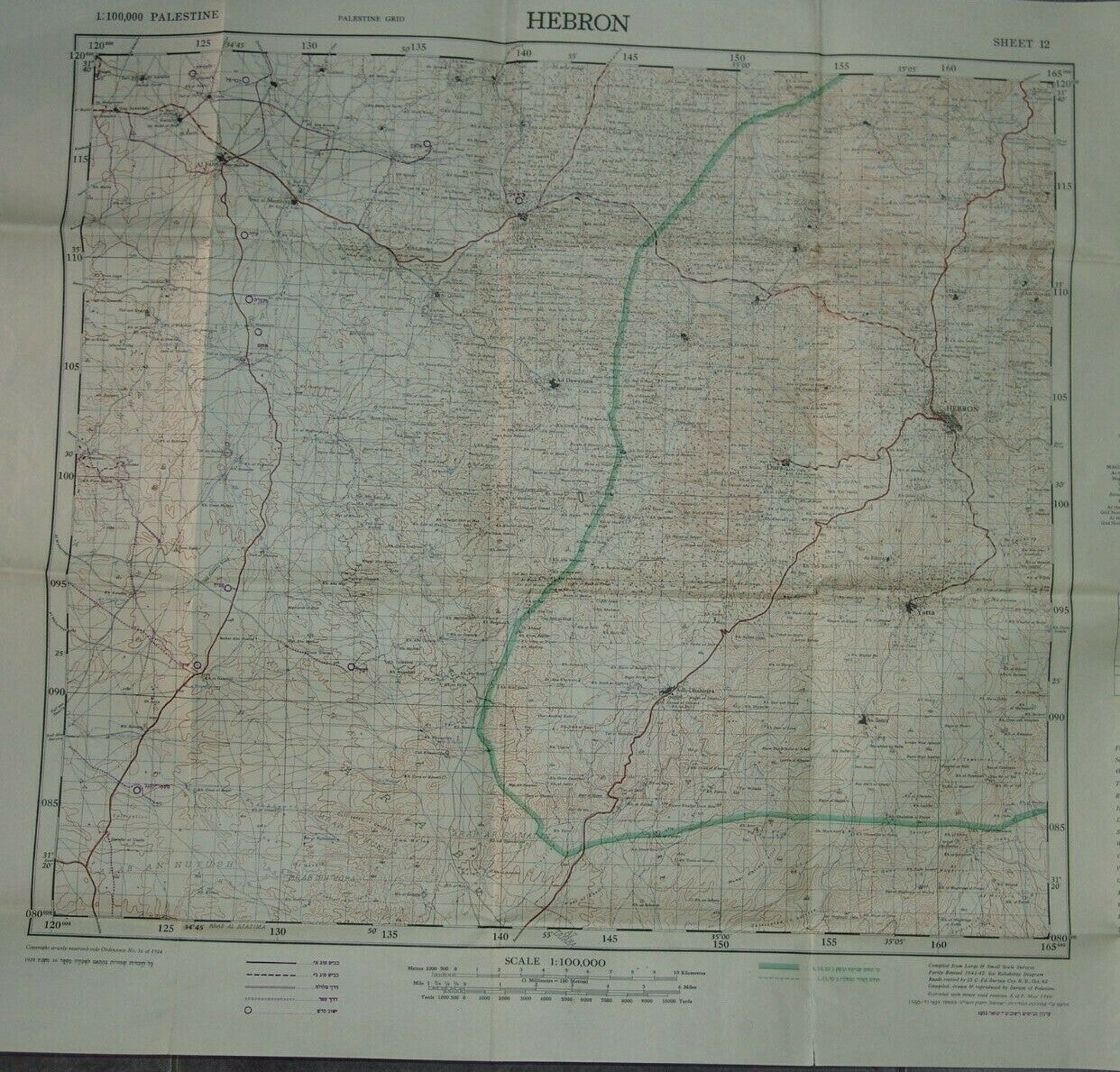 map Palestine Israel Israeli Hebron Hevron Arab War truce border 1952