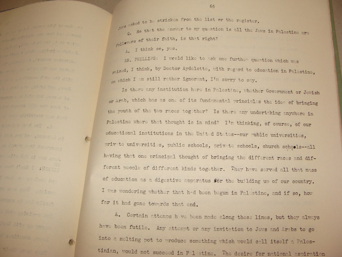 $ RARE 1946 Palestine Israel Anglo American Committee of Inquiry Public Hearings