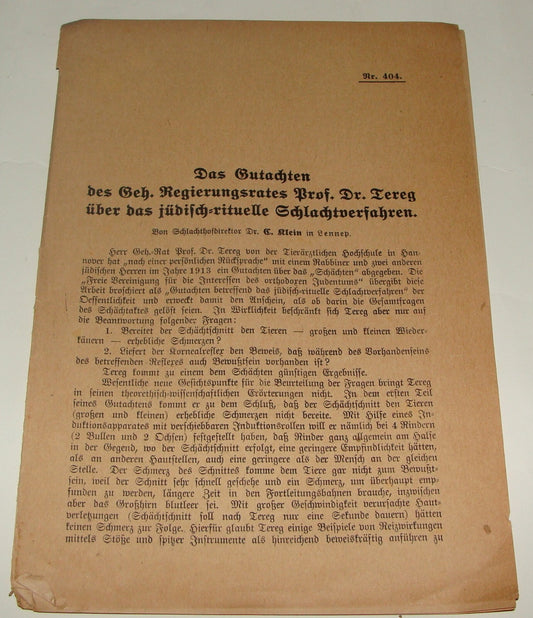 Germany Paper Jewish Judaica Antique 1910s German   Jews Slaughter Kosher Ritual