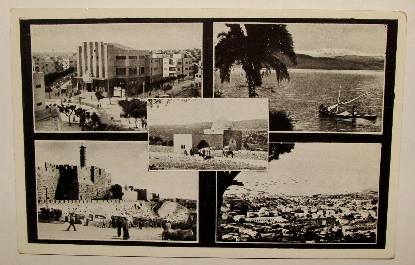 Photo Palestine Card Greetings of Israel Postcard 1930s Jerusalem Tel Aviv