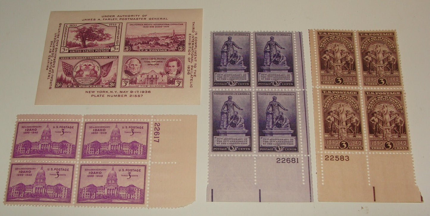 United States 1930s - 1940s Stamp Block Lot