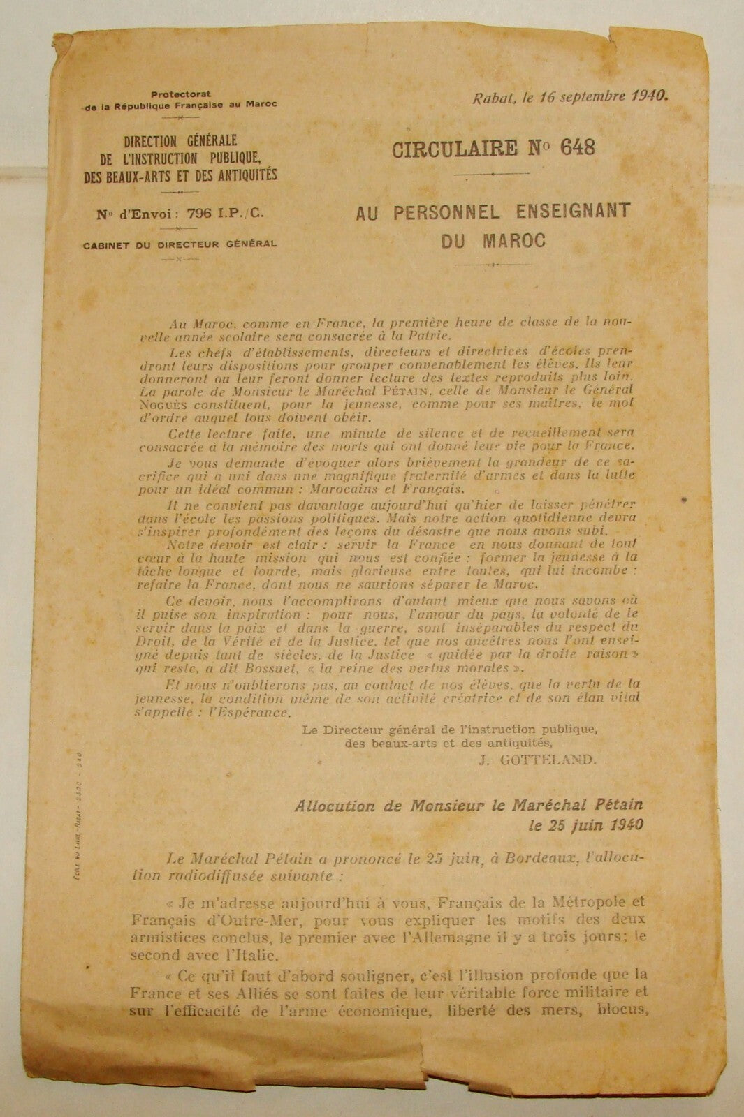 1940 Morocco Moroccan Rabat French Direction Public Education Art Antique School